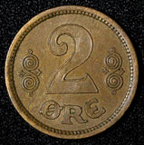 Denmark Christian X Bronze 1915 VBP; GJ 2 Ore aUNC KM# 813.1 (27 691)
