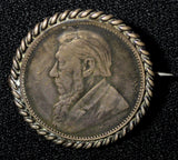 South Africa Johannes Kruger Silver-0.925 Pin Brooch 1896 1 Shilling 7.62g KM# 5