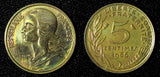 FRANCE Aluminum-Bronze 1966 5 Centimes 1st Year Type RAINBOW UNC KM# 933 (90)