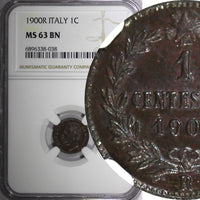 Italy Umberto I Copper 1900 R 1 Centesimo NGC MS63 BN  KM# 29 (038)