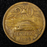 Mexico ESTADOS UNIDOS MEXICANOS Bronze 1946 Mo 20 Centavos  KM# 439 (28 121)