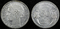 France Aluminum 1944 50 Centimes WWII Issue  KM# 894.1a  (24 972)