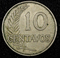 PERU Copper-Nickel 1937 10 Centavos KM# 214.2 (25 022)