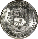 Venezuela Silver 1945 1 Bolivar WWII  US Mint 1 Year Type NGC MS64 Y# 22a (011)