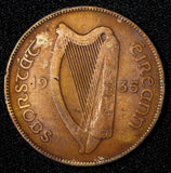 Ireland Republic Bronze 1935 1 Penny hen with chicks  KM# 3 (28 878)