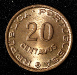 Mozambique Bronze 1961 20 Centavos UNC Toned KM# 85 (27 672)