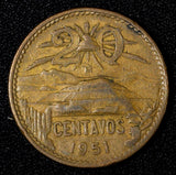 Mexico ESTADOS UNIDOS MEXICANOS Bronze 1951 Mo 20 Centavos SCARCE DATE KM#439(3)