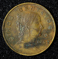 MEXICO Bronze 1962 Mo 5 Centavos Large type KM# 426 (27 909)