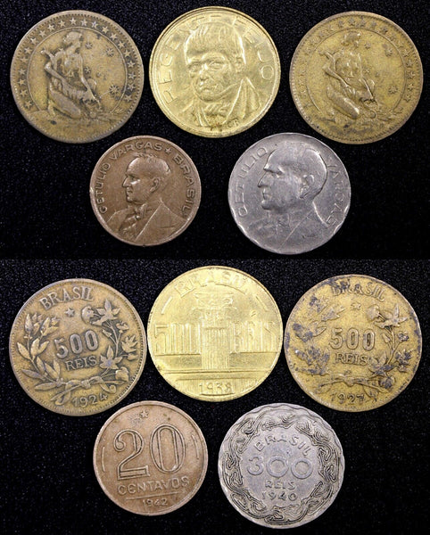 BRAZIL LOT OF 5 COINS 1924-1940 300 Reis,500 Reis, 20 Centavos  (24 812)