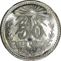 Mexico ESTADOS UNIDOS Silver 1944 M 50 Centavos NGC MS66 GEM BU KM# 447 (048)