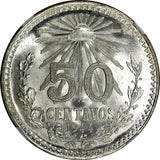 Mexico ESTADOS UNIDOS Silver 1944 M 50 Centavos NGC MS66 GEM BU KM# 447 (048)