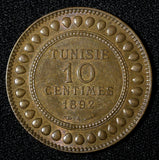 TUNISIA Ali III Bronze 1309 1892 A 10 Centimes 30.2 mm UNC KM# 222 (30 146)