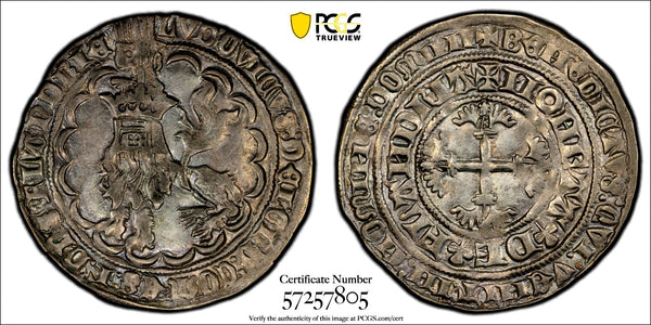 Belgium Flanders Louis II (1346-84) Silver Double 2 Gros PCGS AU58 Roberts-8155