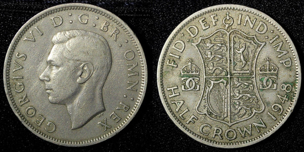 Great Britain George VI Copper-Nickel 1948 1/2 Half Crown KM# 866 (28 201)