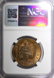 GREAT BRITAIN George V Bronze 1935 1 Penny NGC MS64 RB NICE TONING KM# 838 (05)