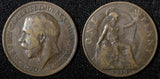 Great Britain George V Bronze 1919 H  1 Penny 	Heaton Mint KM# 810 (28 288)