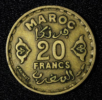 Morocco Mohammed V Aluminum-Bronze 1371 (1952) 20 Francs Y# 50 (27 627)
