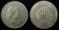 BRAZIL Copper-Nickel 1931 400 Reis Liberty 30.2mm KM# 520 (27 792)