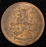 FINLAND Copper 1928 5 Penniä CHOICE UNC Toned KM# 22 (27 186)
