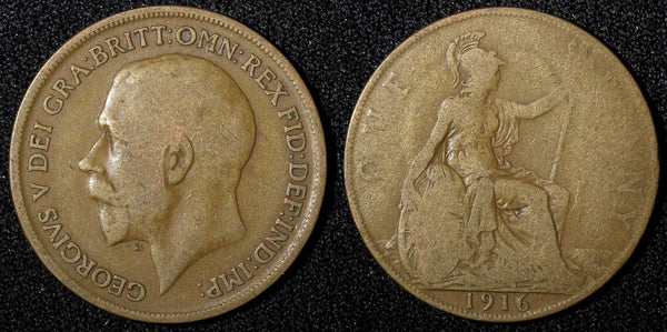 Great Britain George V Bronze 1916 1 Penny KM# 810 (28 287)