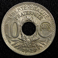 France Copper-Nickel 1925 10 Centimes ch.UNC KM# 866a (24 250)