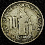 GUATEMALA Silver 1945 10 Centavos Guatemala City Mint KM# 239.1 (24 593)