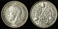 Great Britain George V Silver 1935 3 Pence KM# 831 (28 333)