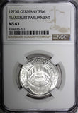 GERMANY Silver 1973 G 5 Mark Frankfurt National Assembly NGC MS63 KM#137 (031)
