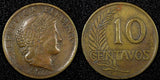 PERU Brass 1957 10 Centavos Thin planchet KM# 224.2 (25 029)