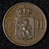 NORWAY Oscar II Bronze 1899 1 ORE Norwegian Lion aUNC KM# 352 (30 095)