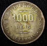 BRAZIL Silver 1910  1000 Reis Toned  KM# 507 (27 464)