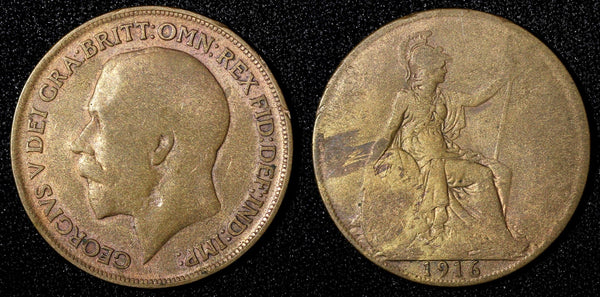 Great Britain George V Bronze 1916 1 Penny KM# 810 (28 286)