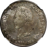 Bolivia Silver 1862 PTS FP 8 Soles Simon Bolivar NGC AU DETAILS KM# 138.6 (045)