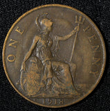 Great Britain George V 1918 H 1 Penny Ralph Heaton & Sons Birmingham KM#810 (34)