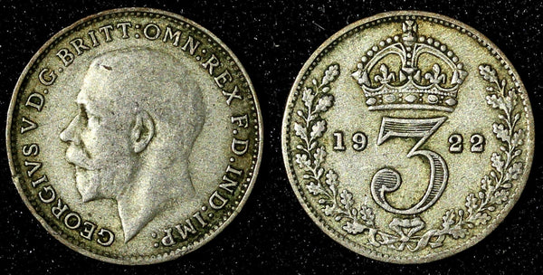 Great Britain George V Silver 1922 3 Pence Maundy KM# 813a (28 334)