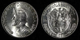 Panama Vasco Núñez de Balboa Silver (.900)  1962 1/4 Balboa GEM BU KM#11.2 (54)