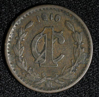 Mexico ESTADOS UNIDOS MEXICANOS Bronze 1910 1 Centavo Wide Date KM# 415 (27 440)
