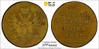 POLAND 1817 IB Ducat 25 Zlotych Warsaw  PCGS AU53 TOP GRADED RARE Bit-1273 (R4)