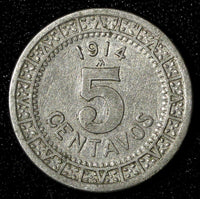 Mexico ESTADOS UNIDOS MEXICANOS Nickel 1914 M 5 Centavos Last Year KM# 421 (418)