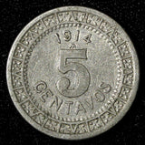 Mexico ESTADOS UNIDOS MEXICANOS Nickel 1914 M 5 Centavos Last Year KM# 421 (418)