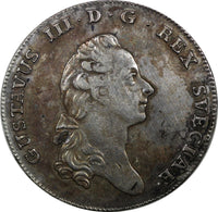 SWEDEN Gustaf III Silver 1781 1 Riksdaler XF Toning Dav-1736,KM# 527 (25 203)