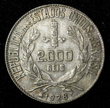 BRAZIL Silver 1928 2000 Reis  Rio de Janeiro Mint  Toned KM# 526  (27 507)