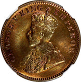 India-British George V Bronze 1935 (C) 1/4 Anna NGC MS64 RB KM# 512 (016)