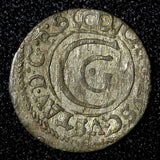 Swedish Livonia City of Riga Carl X Gustav Silver 1658 1 Solidus KM# 50 (27 765)