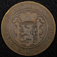 Luxembourg William III Bronze 1865 A  10 Centimes Paris Mint  KM# 23.2 (24 508)