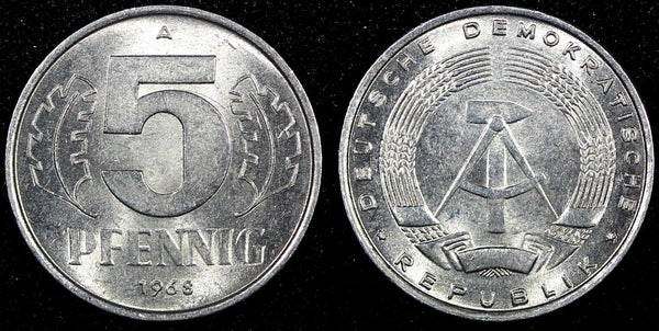 Germany - Democratic Republic GDR Aluminium 1968 A 5 Pfennig KM# 9.1 (24 099)