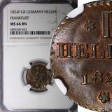 GERMANY FRANKFURT AM MAIN 1824 F GB 1 Heller NGC MS66 BN KM# 301 TOP GRADED (23)