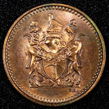Rhodesia Bronze 1970 1/2 Cent NICE TONED KM# 9  (24 987)