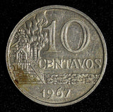 Brazil Copper-Nickel 1967 10 Centavos 1 Year Type XF KM# 578.1 (27 613)