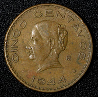 Mexico ESTADOS UNIDOS MEXICANOS Bronze 1944 5 Centavos WWII ISSUE KM# 424 (928)